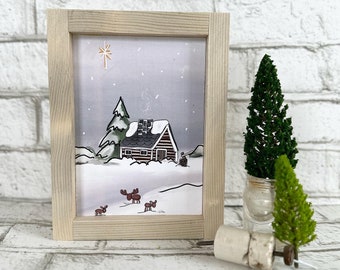 Winter Cabin / 5x7 Framed Print