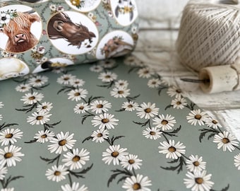 Green Farm Animal Daisy Chain / Paper / Gift Wrap