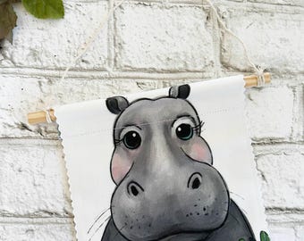 Hippopotamus - Banner/Wall Hanging/ Pennant