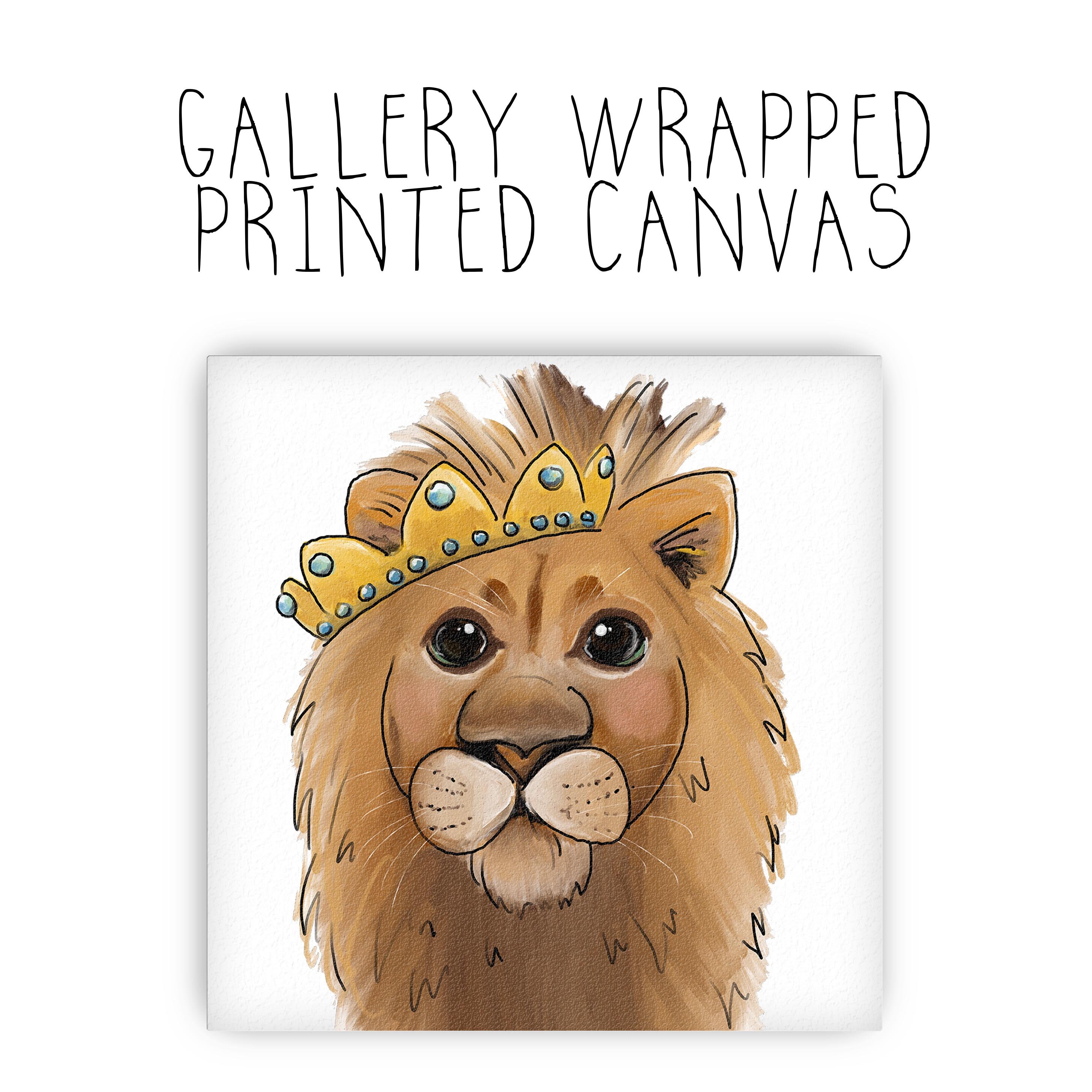 Lion with Crown Printed Canvas Etsy