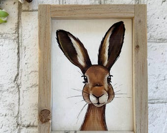 Hare / Rabbit / Wood Framed Print