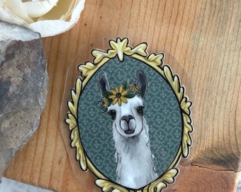 Floral Crown Llama Sticker - Waterproof Permanent Sticker