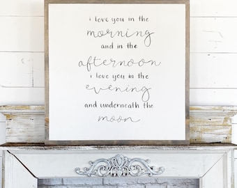 Made to Order / I love you in the morning / Hand Lettered & Painted sign on Wood Canvas / 24x24