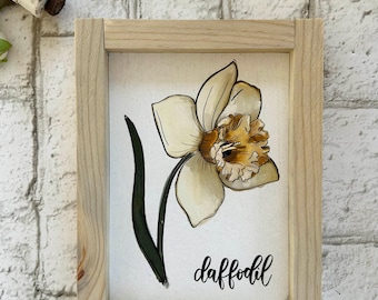 Daffodil / March Birth Flower / Wood Framed Print