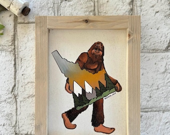 Idaho Bigfoot / Wood Framed Print