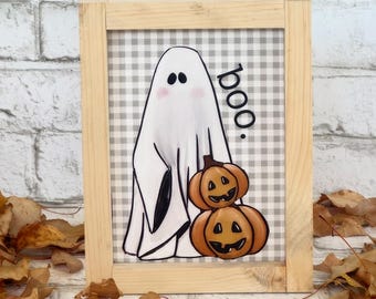 Boo! Sheet Ghost and Jack-o-lanterns
