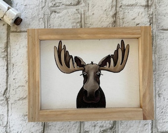 Moose / Wood Framed Print