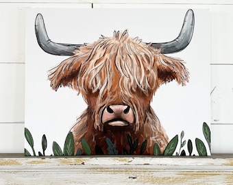 Highland Cow Illustration - Print On Canvas