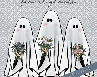 Floral Ghosts Fall PNG Digital Download