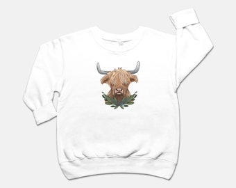 Highland Cow Toddler Crew Neck Sweatshirt