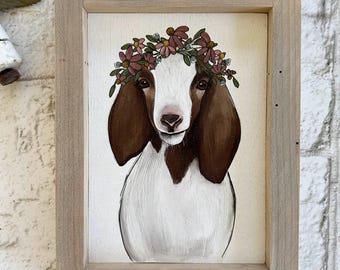 Goat / Wood Framed Print