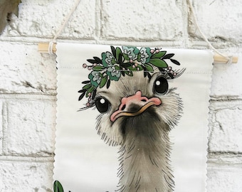 Ostrich - Banner/Wall Hanging/ Pennant