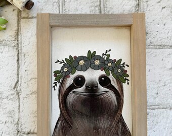Sloth / Wood Framed Print