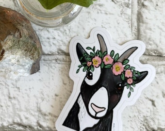 Goat with Flowers Sticker