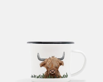Highland Cow Camp Mug 10 oz. (Black Rim)