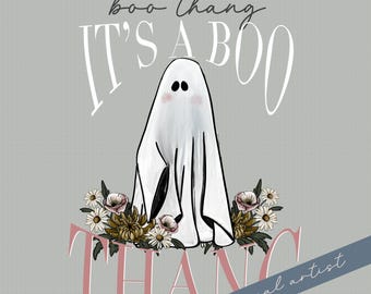 Boo Thang Floral Ghost Fall PNG Digital Download