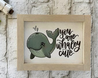 Whale / Whaley Cute / Wood Framed Print