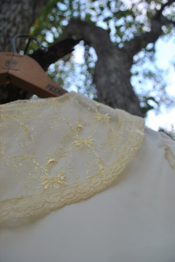 Vintage 70's Hand-Dyed Blouse with Lace Collar - image 8