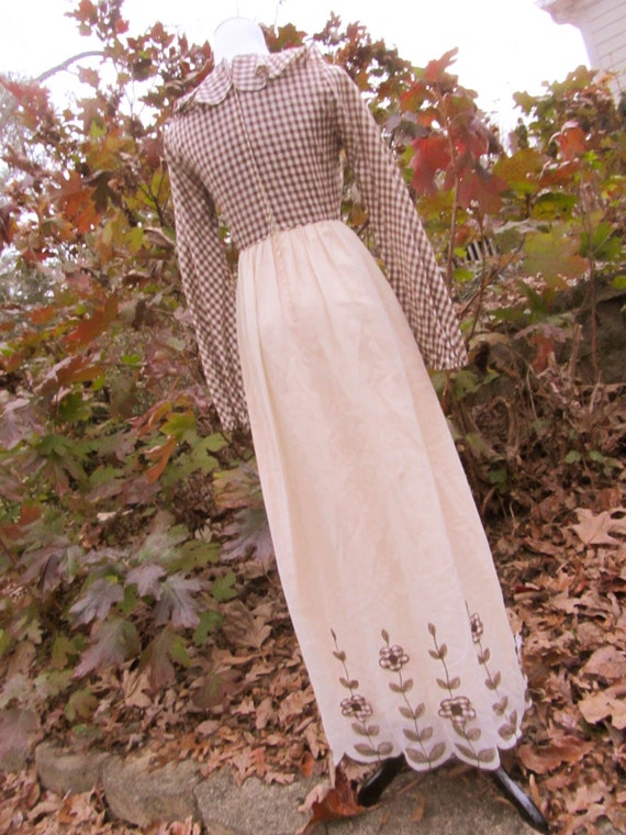 Vintage 70s Brown Gingham Candi Jones Long Dress … - image 8