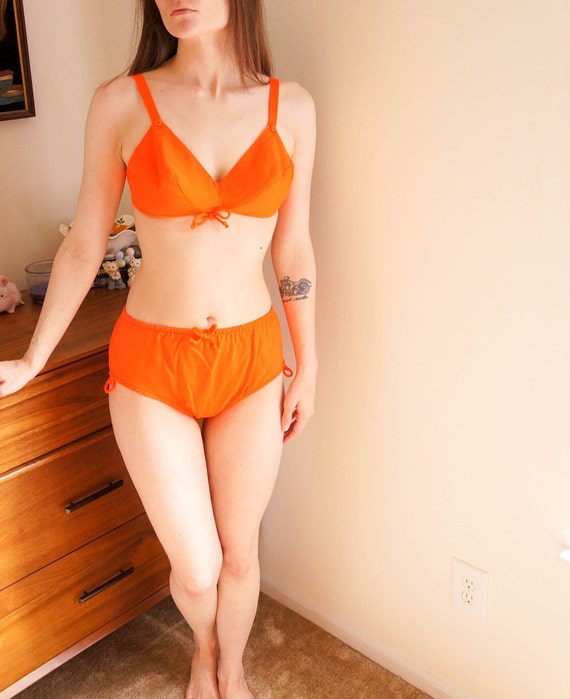 Vintage 60s Neon Orange Bikini - image 4