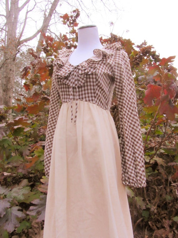 Vintage 70s Brown Gingham Candi Jones Long Dress … - image 6