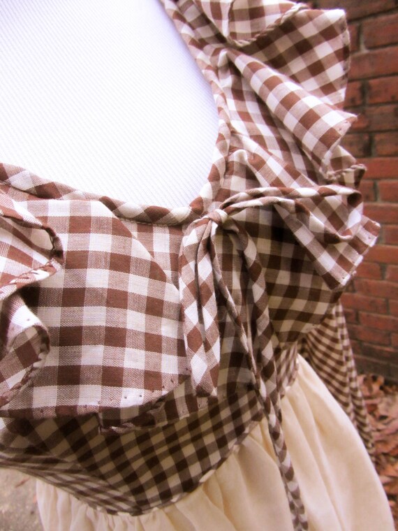 Vintage 70s Brown Gingham Candi Jones Long Dress … - image 9