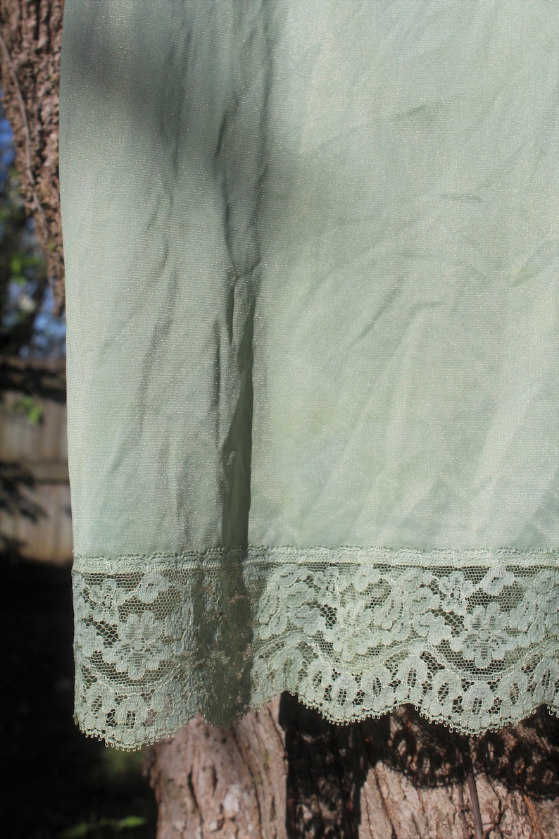 Vintage 60s Hand-Dyed Sage Lace Slip Dress