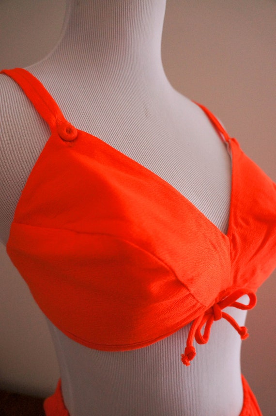 Vintage 60s Neon Orange Bikini - image 2