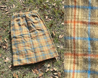 Vintage 60s Plaid Wool Skirt