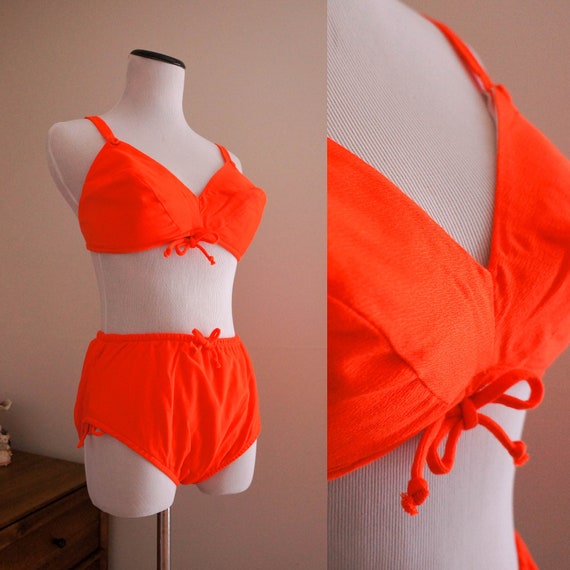 Vintage 60s Neon Orange Bikini - image 1