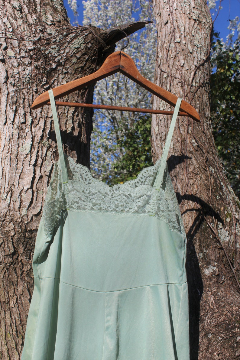 Vintage 60s Hand-Dyed Sage Lace Slip Dress