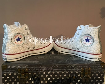 Wedding converse hi top with Pearl and Crystal. All sizes available