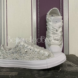 Wedding Converse All White & Fully Covered in Crystal Pearl - Etsy