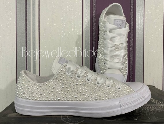 converse bianche con perle quando