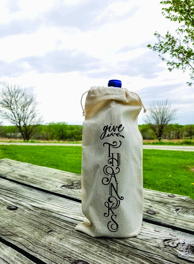 Give Thanks Wine Gift Bag Thanksgiving hostess gift wine tote present Congratulations great gift wedding gift