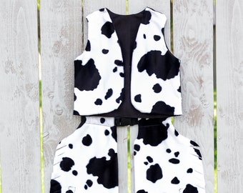 Baby Western Wear, Cow Print Cowboy Costume, Child's Western Vest and Chaps, Infant Cowboy Outfit