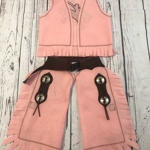Felt Cowgirl Outfit, Girl Rodeo Outfit, Cowgirl Chaps, Cowgirl Costume, Toddler Pink Outfit.
