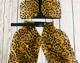 Toddler Leopard Faux Fur Cowboy Costume: Chaps & Vest
