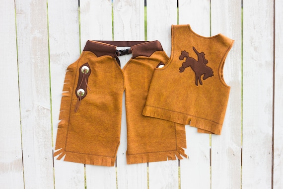 Felt Cowboy Chaps and Vest, Cowboy Outfit, Cowboy Costume for