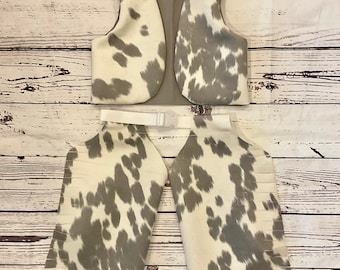 Baby Cowboy Costume, Cow Print Vest and Adjustable Chaps Outfit