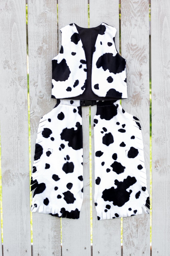 Toddler Faux Fur Cowprint Cowboy Outfit, Cowboy Vest, Cowprint Chaps, Western Outfit, Cowboy Outfit, Western Vest, Cowprint Vest