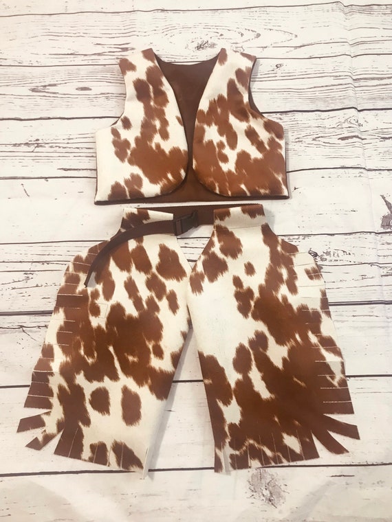Western Cow print Outfit, Cowboy Outfit, Toddler Cowgirl Outfit, Rodeo Cowboy Chaps, Western Dress up, 1st Cowboy Birthday Photoshoot