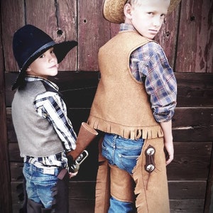 Felt Cowboy Chaps and Vest, Cowboy Outfit, Cowboy Costume for Toddler, Cowgirl Outfit, Western Costume, Chaps image 6