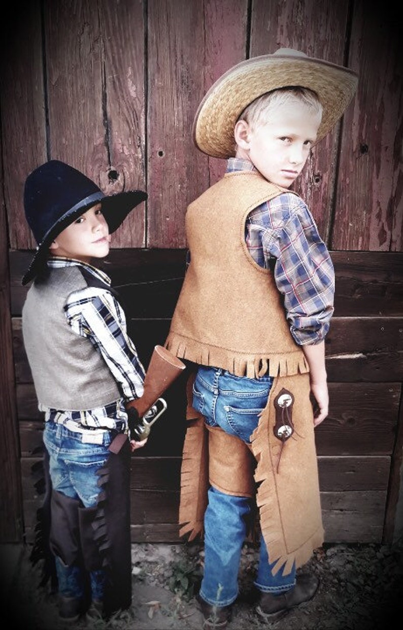 Felt Cowboy Chaps and Vest, Cowboy Outfit, Cowboy Costume for Toddler, Cowgirl Outfit, Western Costume, Chaps image 6