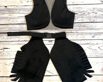 Toddler Cowboy Costume: Faux Fur Chaps, Adjustable Belt
