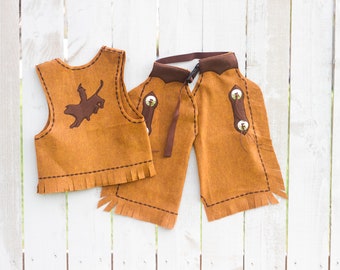 Felt Cowboy Outfit, Cowboy Costume for Toddler, Cowgirl Outfit, Cowboy Chaps, Rodeo Outfit