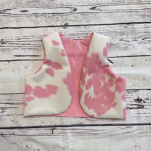 Baby roze namaakbont Cowboy kostuum voor peuter, Cowboy Outfit, Cowgirl Outfit, Cowboy Chaps, Rodeo Outfit, Koe Print afbeelding 3