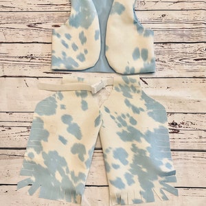 Faux Fur Cowboy Costume for Toddler, Cowboy Outfit, Cowgirl Outfit, Cowboy Chaps, Rodeo Outfit, Cow Print