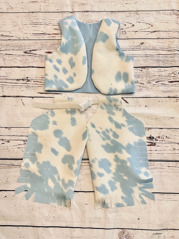 Toddler Faux Fur Cowboy Chaps Costume, Cow Print Rodeo Outfit