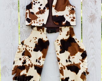 Faux Fur Cowboy Costume for Toddler, Cowboy Outfit, Cowgirl Outfit, Cowboy Chaps, Rodeo Outfit